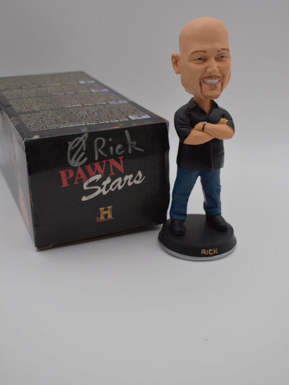 Signed Rick Harrison Pawn Stars Bobblehead Figure with Original Box History Chan